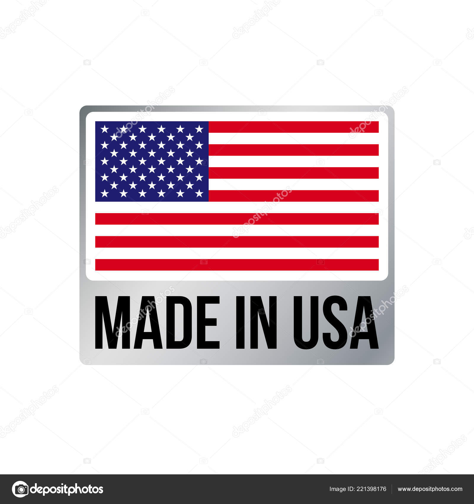 Made In Usa Silver Frame Icon Vector American Flag Stock Vector