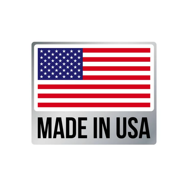 Gjort i Usa silverram ikonen vektor amerikanska flaggan — Stock vektor