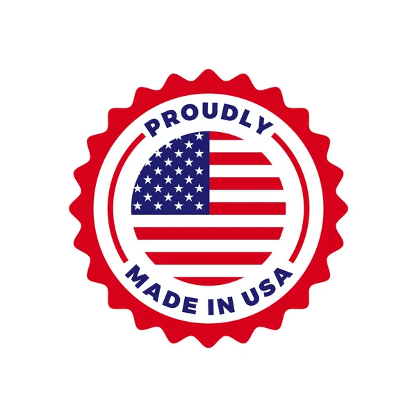 Made in USA Ícone de selo vetorial de bandeira de qualidade americana — Vetor de Stock