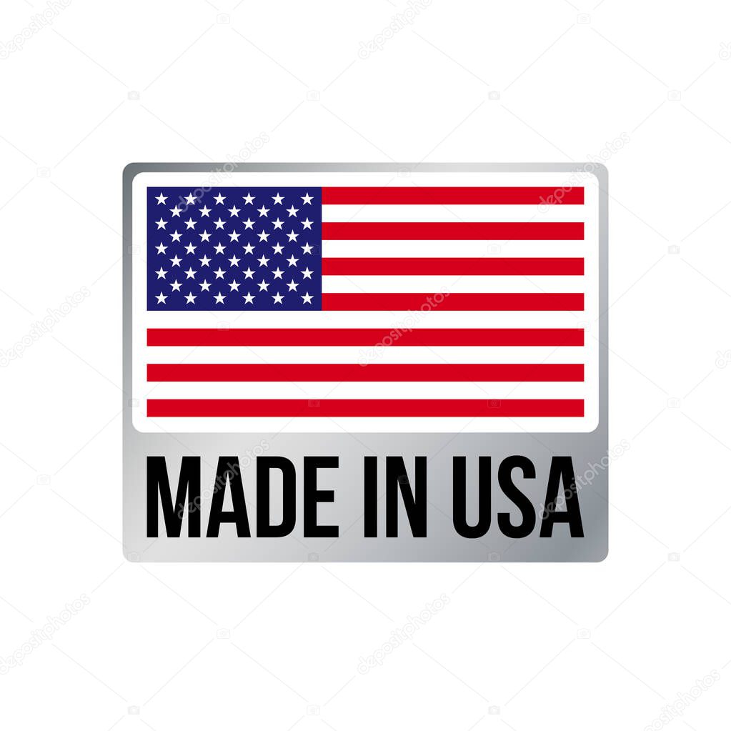 Made in USA silver frame icon vector American flag