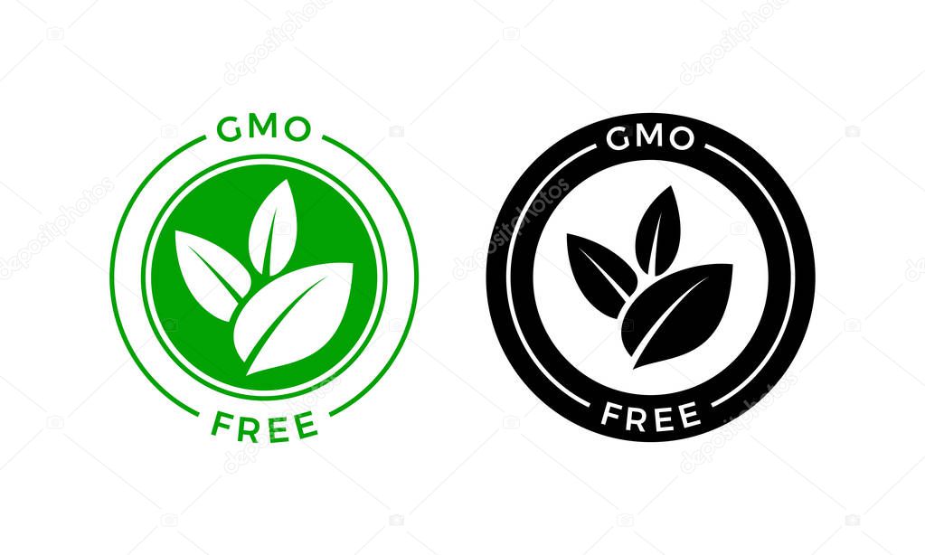 GMO free icon. Vector green non GMO label sign