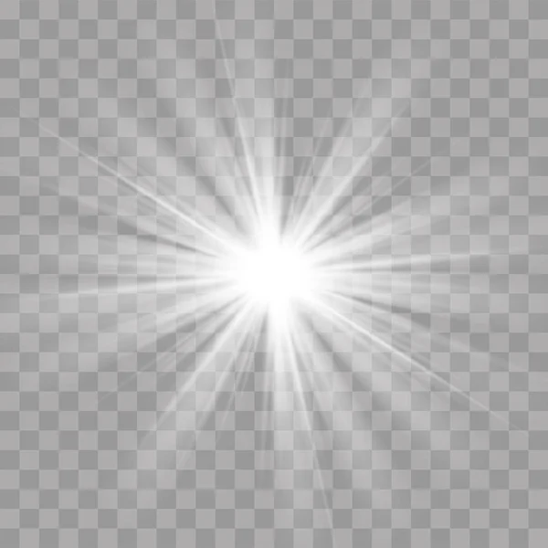 Luz rayos flash sol estrella brillo resplandor efecto — Vector de stock