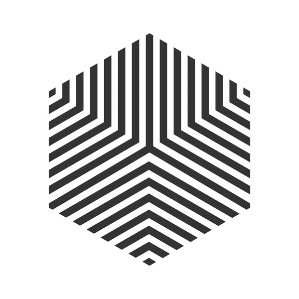 Hexágono logotipo vetor geométrico listra cubo telha —  Vetores de Stock