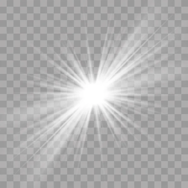 Luz rayos flash sol estrella brillo resplandor efecto — Vector de stock