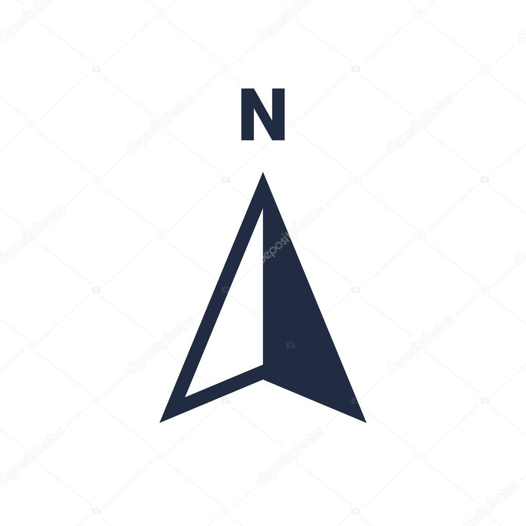 North arrow icon or N direction and navigation point symbol. Vector logo for GPS navigator map isolated on white background