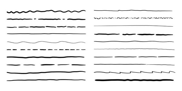 Handgezeichnete Doodle Line Borders Vektor Set — Stockvektor