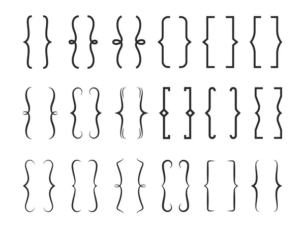 Haakjes vector pictogrammen vintage typografie symbolen — Stockvector