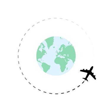 Uçak ile dünyada seyahat güzergahı.