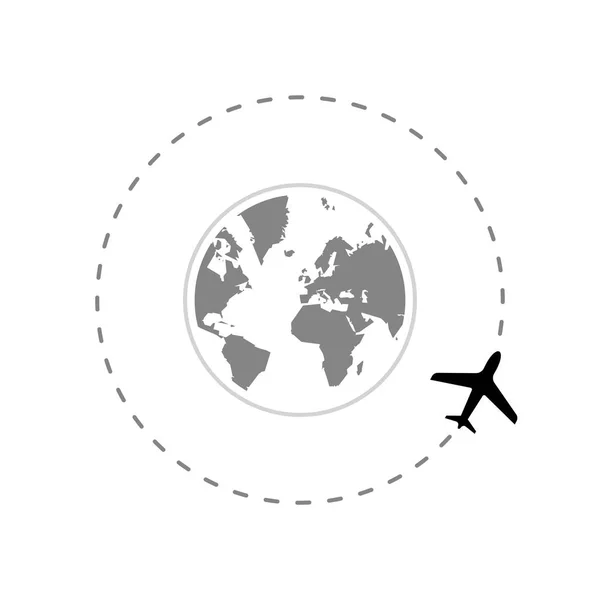 Rota de viagem ao redor do globo com avião . — Vetor de Stock