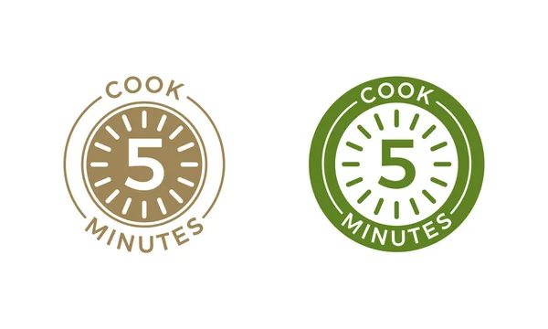 Kochen 5 Minuten Uhr Symbol Müsli und Pasta Kochen — Stockvektor