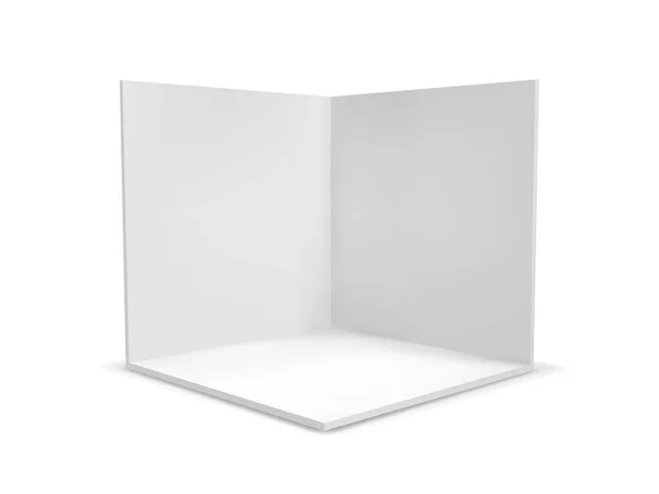 Cube box eller hörnet rum interiör tvärsnitt. Vector vita tomma geometriska torget 3d tomma rutan mall — Stock vektor
