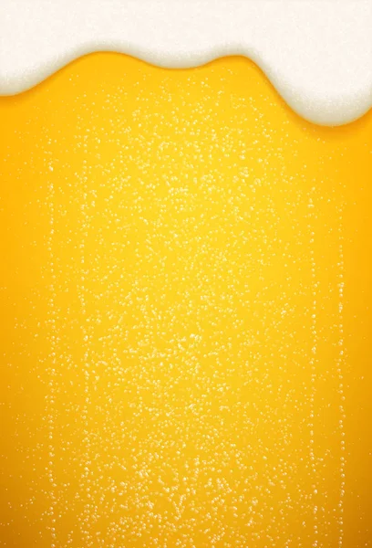 ビールの泡と泡の背景。流れる泡と泡のシームレスな現実的なクラフト ビールのベクトル ポスター テンプレート — ストックベクタ