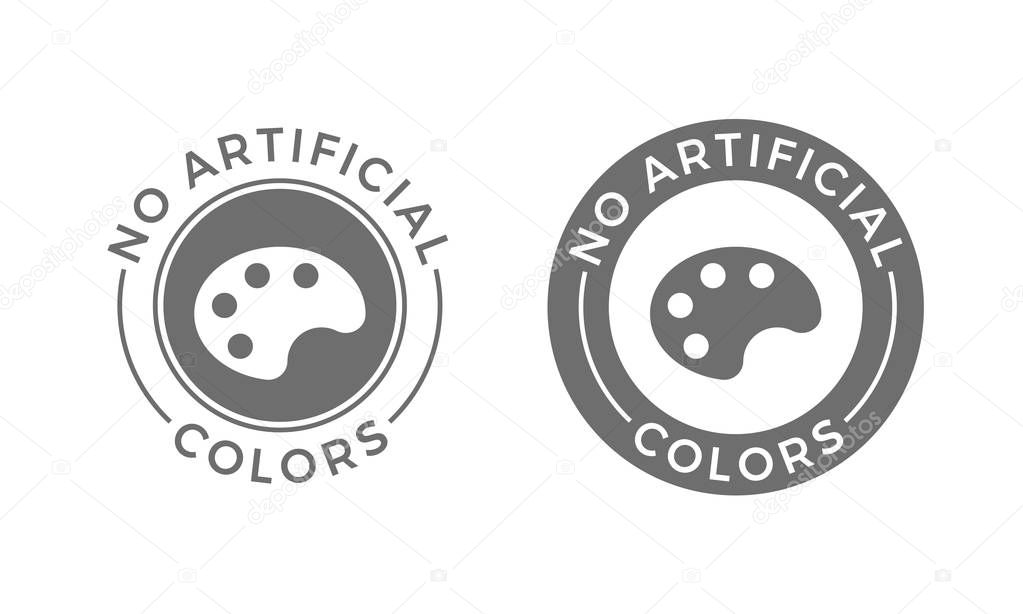 No artificial colors and dyes vector icon for skin and body care cosmetic or food and drink products. Medical safe vector symbol of color palette