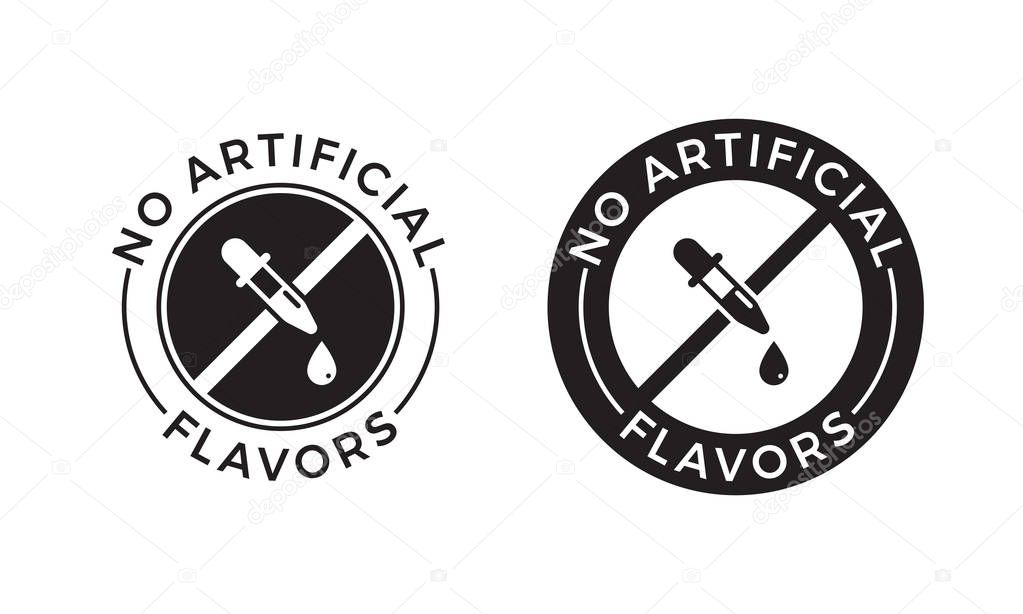 No artificial colors and dyes icon for skin and body care product. Medical eyedropper vector symbol for cosmetic or food with no artificial color or dye
