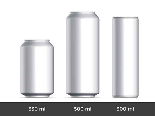 3D can mockup. Vector aluminium beer or soda can blank template — Stock Vector