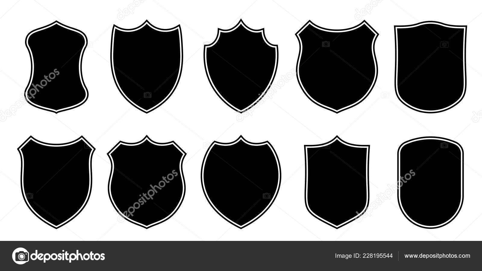 Badge Patch Shield Shape Vector Heraldic Icons Football Or Soccer Club Or Military Police Clothing Badge Patch Blank Black Templates Isolated Set Stock Vector Image By C Avector 228195544