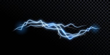 Elektrik Yıldırım Yıldırım vektör gerçekçi izole thunder ışık şeffaf arka plan