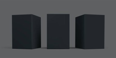 Kutu mock-up izole 3d siyah karton kağıt paket