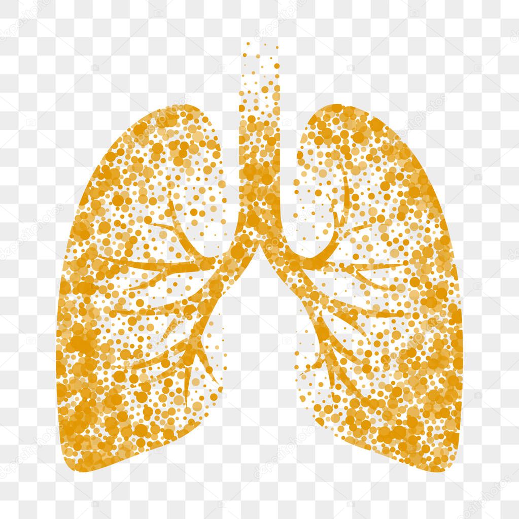 Dry cough vector icon. Lungs, cold dry cough 