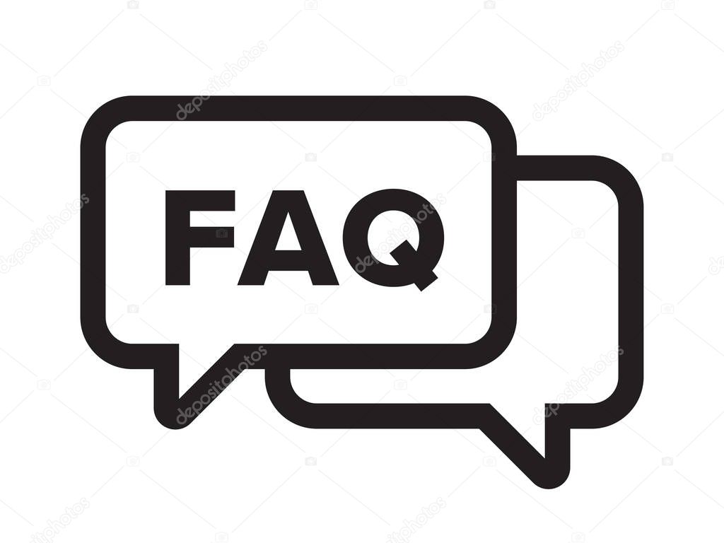 FAQ chat bubble, ask dialog vector web icon