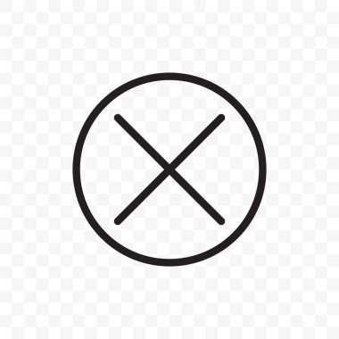 Düğme vektör simgesini kapatın. X yakın düğme sembolü, daire içinde çapraz silme