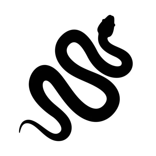Cobra serpent ou anaconda silhouette vectorielle icône. Serpent long rampant — Image vectorielle