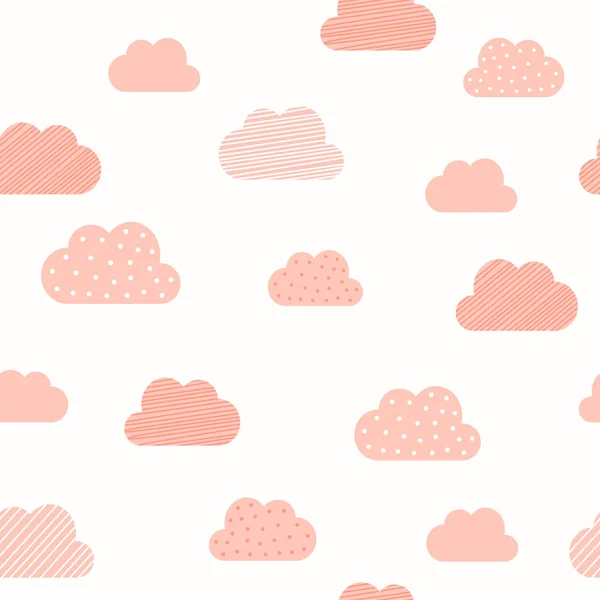 Μωρό κορίτσι ροζ σύννεφα μοτίβο φόντο. Διάνυσμα μωρό ντους, Βαλεντίνος και γενέθλια ή γαμήλια ευχετήρια κάρτα σύννεφο χωρίς ραφές μοτίβο φόντο — Διανυσματικό Αρχείο