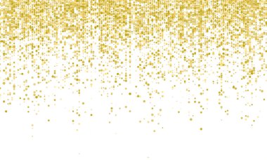 Altın konfeti beyaz tatil arka plan düşüyor. Vektör karnaval glitter veya parti altın konfeti arka plan