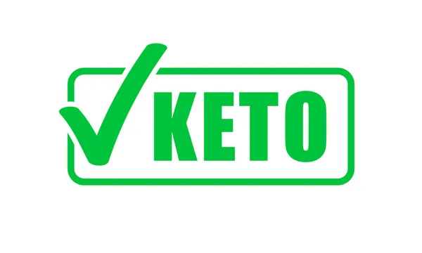 Keto diyet etiketi yeşil onay işareti damgası. Ketojenik diyet vektör simgesi