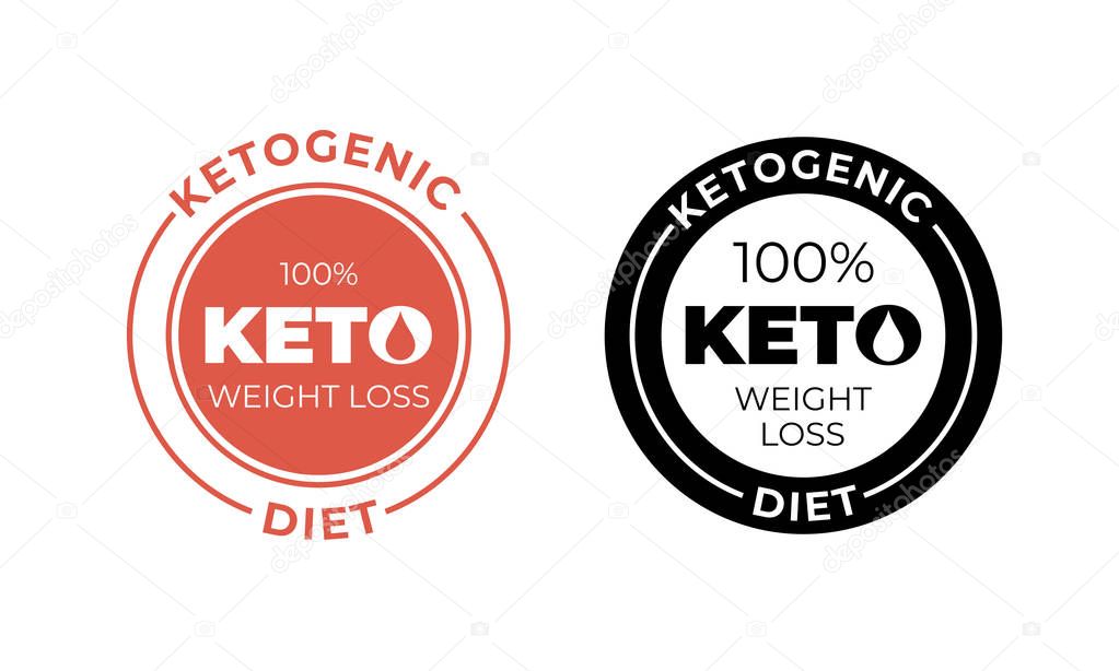 Ketogenic diet icon. Vector 100 percent weight loss keto diet label stamp