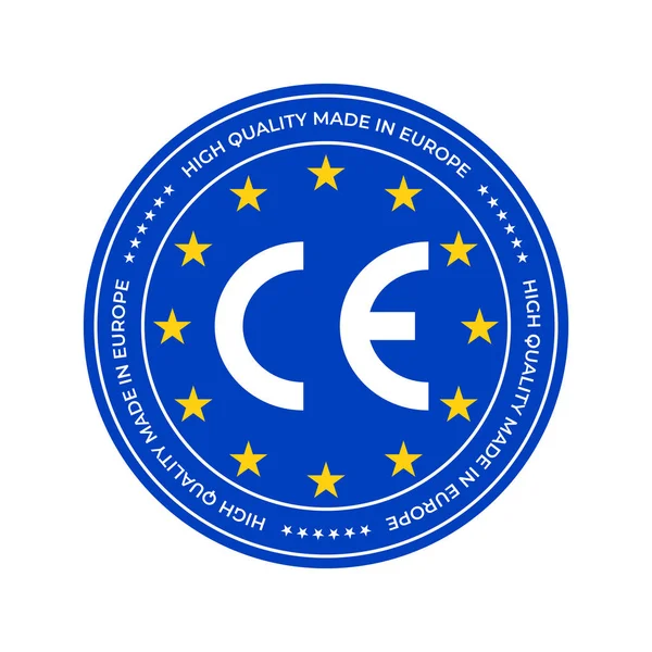 Ce işaretleme etiketi veya Avrupa Uygunluk sertifika işareti. Vektör Eu yüksek kaliteli sertifika mühür ve yıldız
