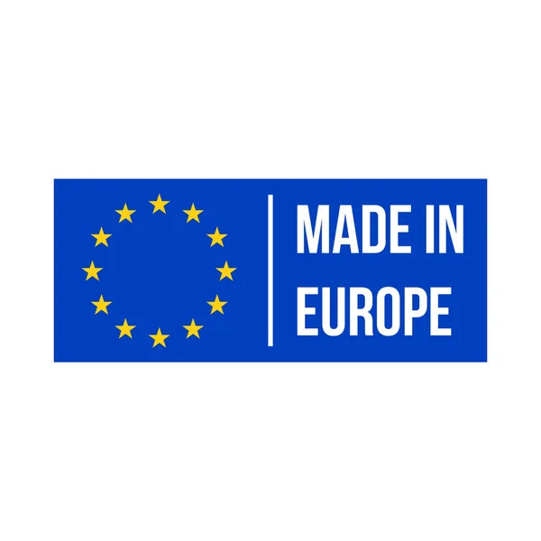 Made in Europe etiqueta de certificado de produto de qualidade. Vetor feito em estrelas da UE bandeira azul garantia —  Vetores de Stock