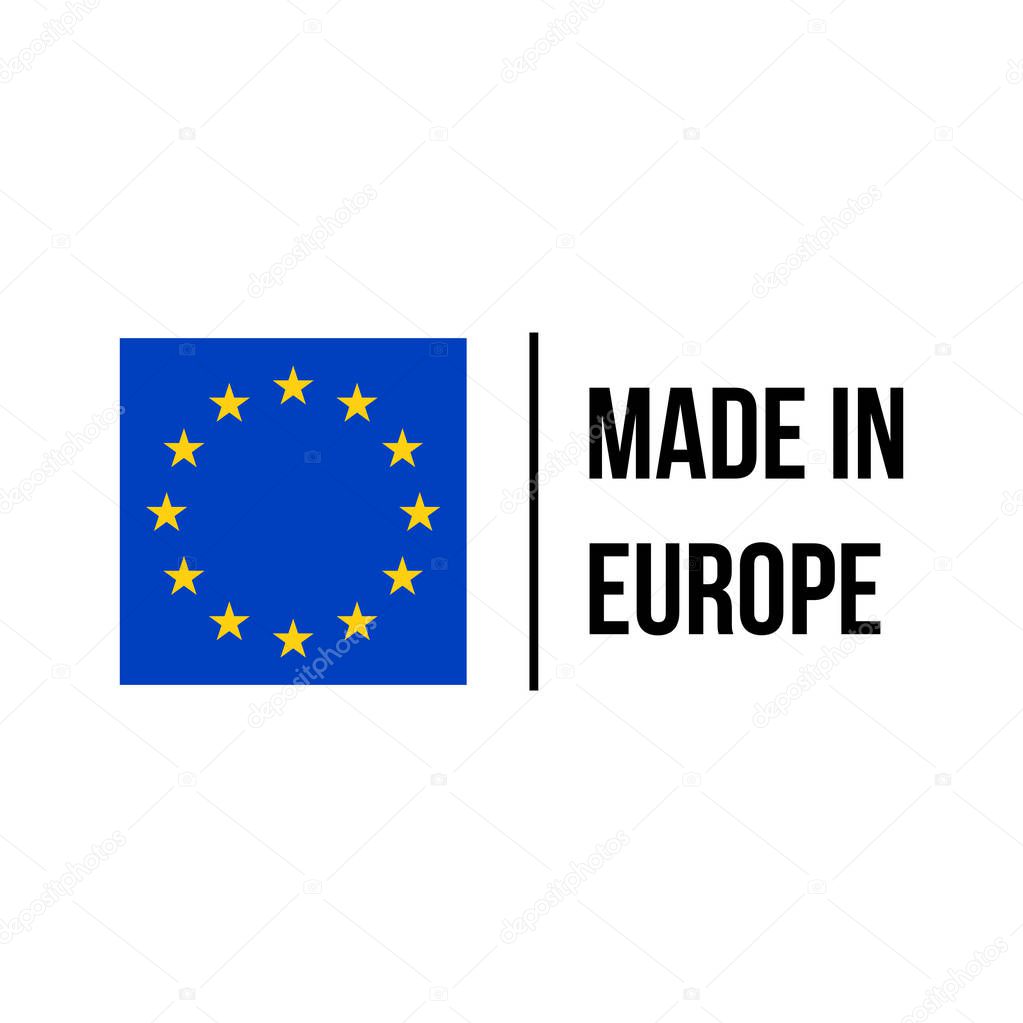 Made in EU high quality product certificate label. Vector made in European Union stars flag