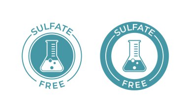 Sulfate free vector icon. Vector chemical test tube seal, sulfate free product warranty seal clipart