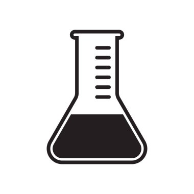 Test tüpü vektör simgesi. Vektör klinik olarak test edilmiş ve tıbbi onaylı laboratuvar kabı şişe etiketi