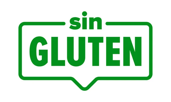 Icono sin gluten, etiqueta española del paquete de alimentos sin gluten. Vector sin sello de marco de gluten — Vector de stock