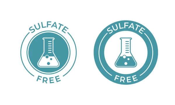Icona vettoriale senza solfati. Guarnizione della provetta chimica vettoriale, sigillo di garanzia del prodotto senza solfato — Vettoriale Stock