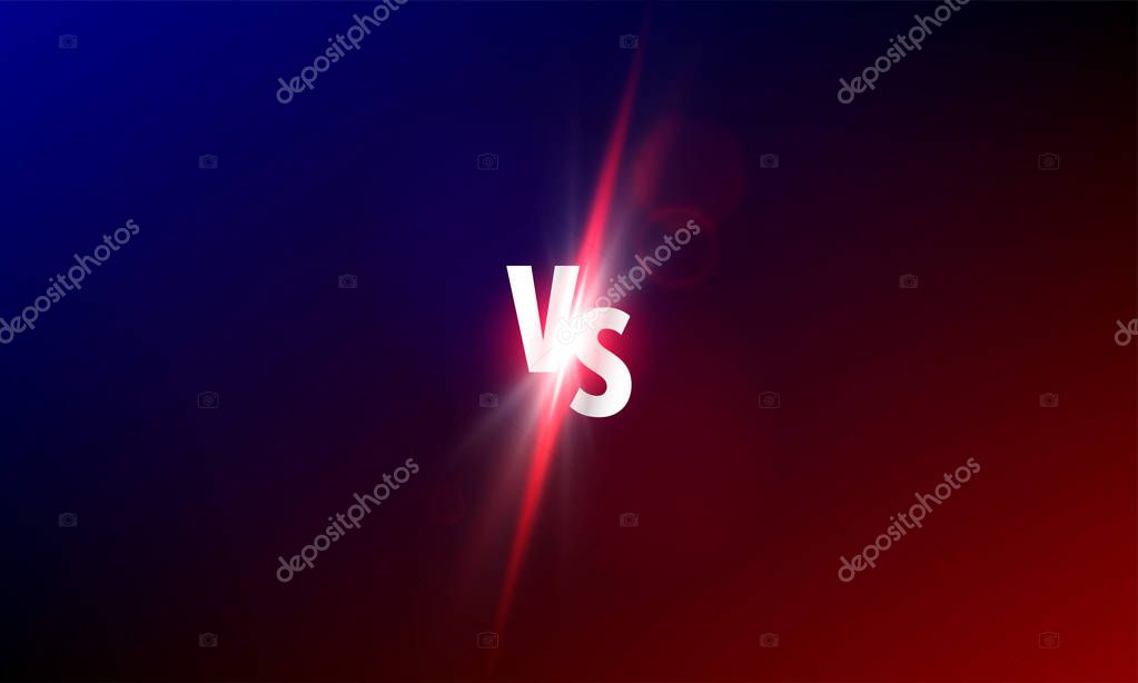 VS versus vector background. Sport fight competition VS light shine glow