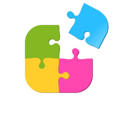 Dört parçadan oluşan Bulmaca vektör simgesi. Jigsaw oyun simgesi kavramı