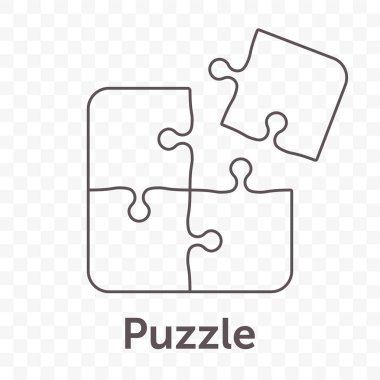 Dört parçadan oluşan Bulmaca vektör simgesi. Beyaz arka planda izole jigsaw oyun simgesi kavramı