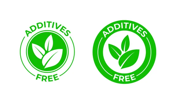 Additieven gratis vector groene organische blad pictogram. Additieven gratis geen toegevoegde, natuurlijke biologisch voedselpakket stempel — Stockvector