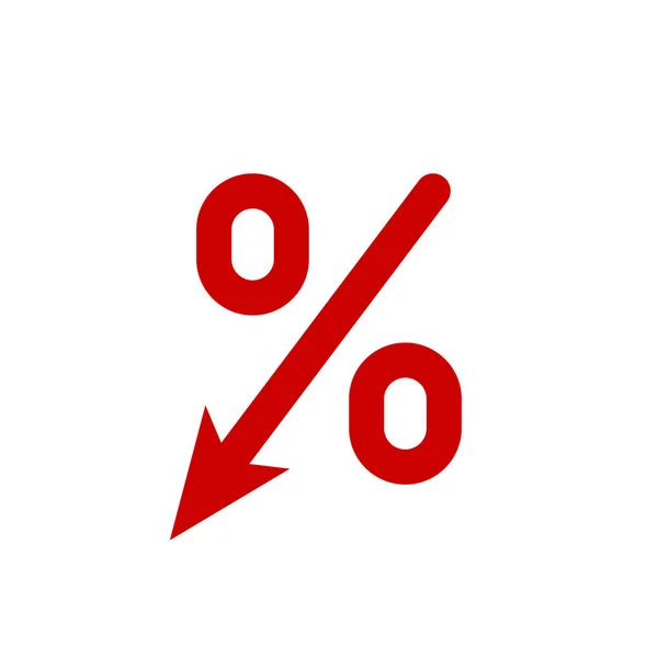 Profit decrease fall arrow and percent icon. Vector GDP profit loss arrow down symbol