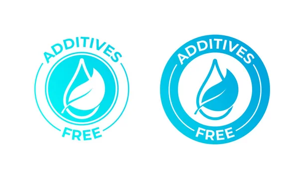 Additieven gratis vector blad en drop icoon. Natuurlijke voedselpakket stempel, additieven gratis geen toegevoegde afdichting — Stockvector