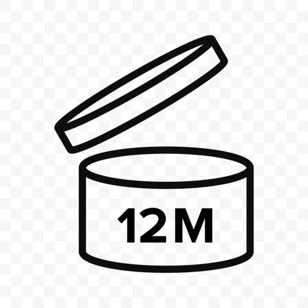 Pao 12m vector icono. Estante cosmético mes abierto vida útil, período de caducidad 12 meses símbolo PAO — Archivo Imágenes Vectoriales