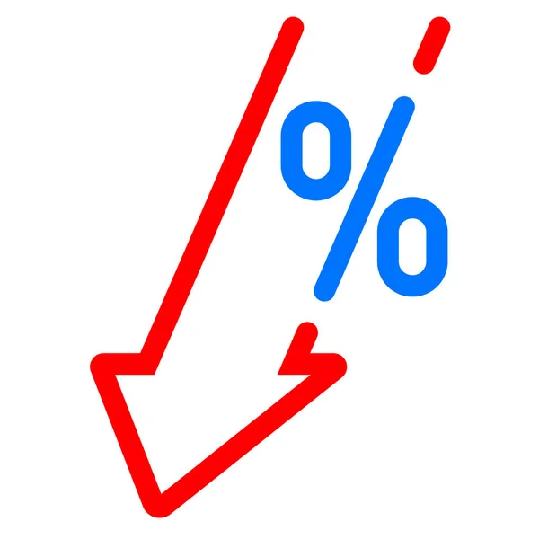 BBP daling van de daling, rode pijl en percentage pictogram. Vector BBP, investerings winst verlies pijl omlaag symbool — Stockvector