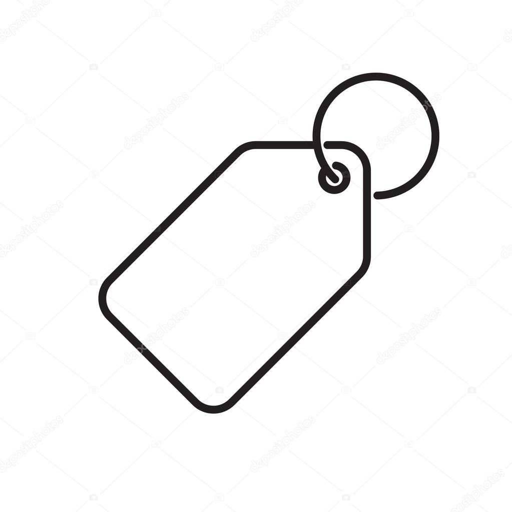 Price tag vector icon label. Pricetag with ring, luggage tag or keychain symbol