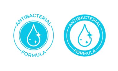 Antibakteriyel formül vektör simgesi. Antibakteriyel sabun veya antiseptik ve kimyasal temizleyici ürün ambalaj contası