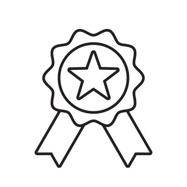 Ödül notu vektör simgesi. Yıldız kurdele ödül rozeti, kazanan madalya, en iyi ödül