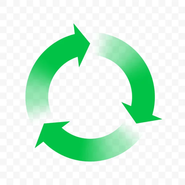 Ícone de reciclagem, símbolo de círculo de setas vetoriais. Ciclo de reutilização de resíduos ecológicos, reciclagem de bio resíduos flechas gradiente verde —  Vetores de Stock