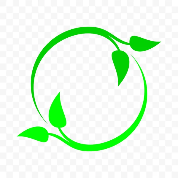 Återvinna ikon, grön bladpil cirkel. Vektor bio sopor återanvändning, ekologi miljö och naturskydd och Eco återvinna Sign — Stock vektor
